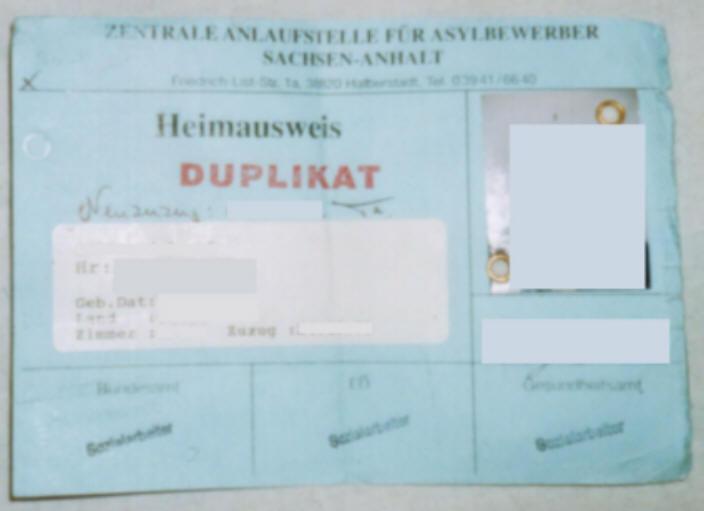Identitätskarte der Insassen des Abschiebelagers Halberstadt außen